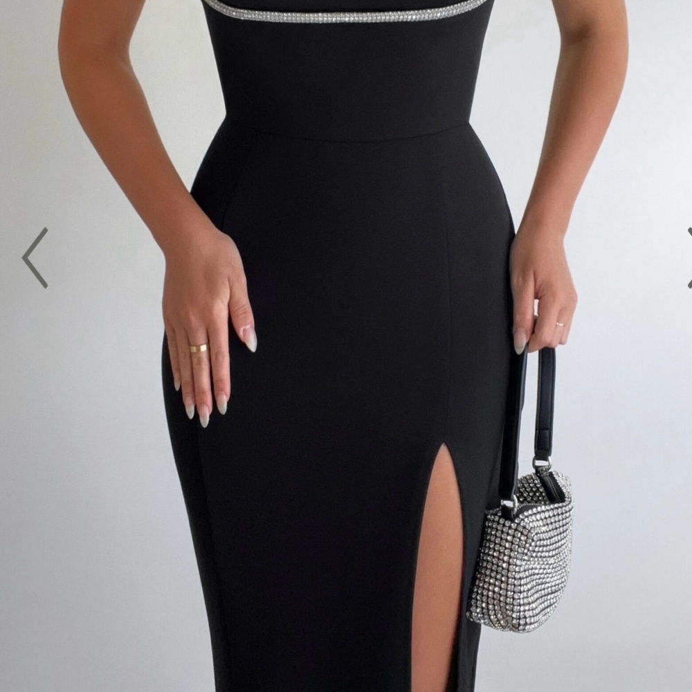 Elegant Black Dress with Silver Accents